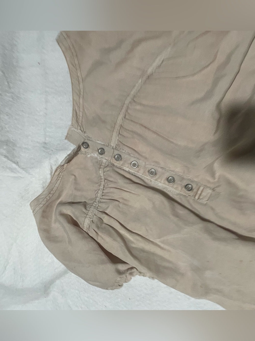 We The Free Pale Beige Ruffle-Neck Button Front Blouse - Picture 5 of 5